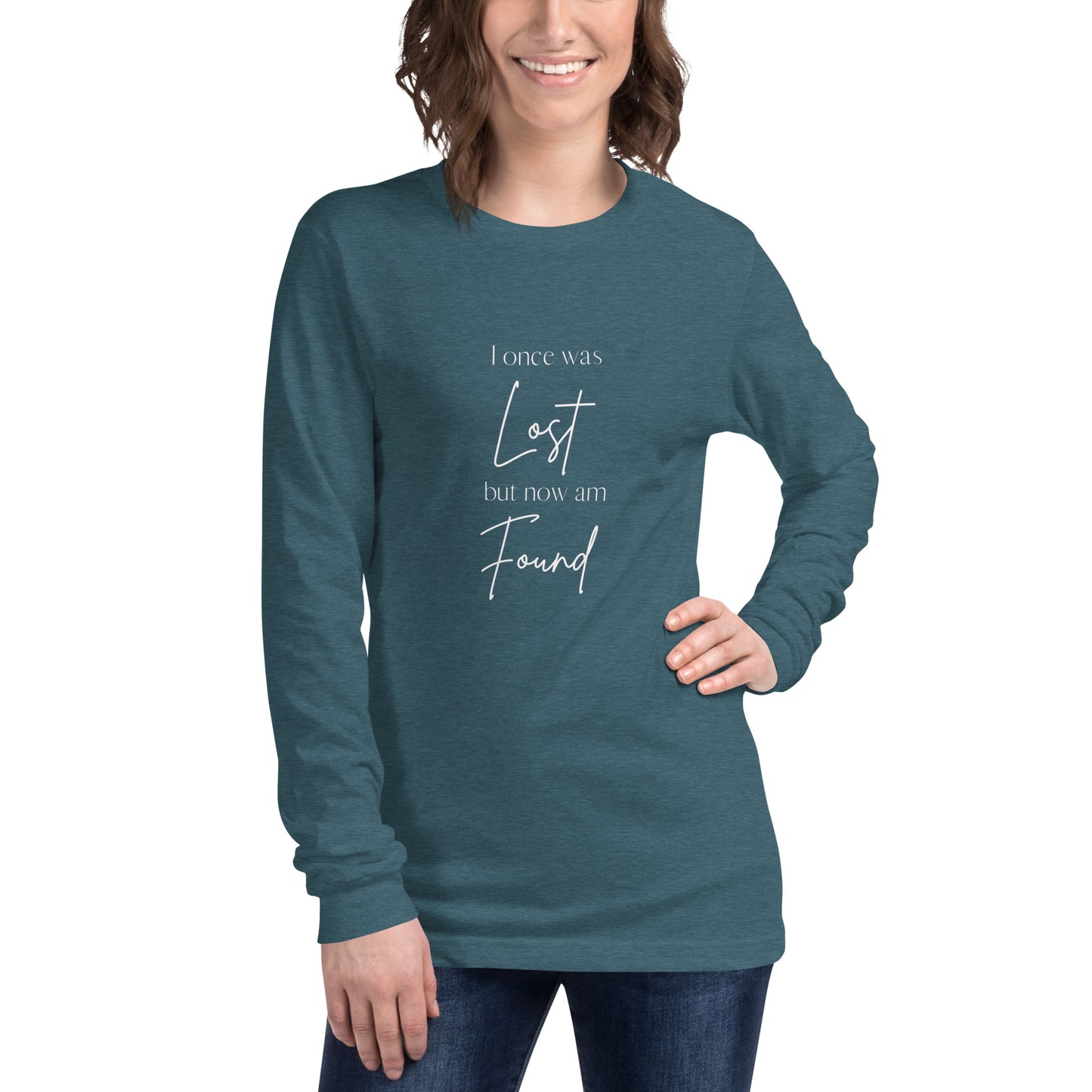 "I once was lost but now am found" Unisex Long Sleeve Tee