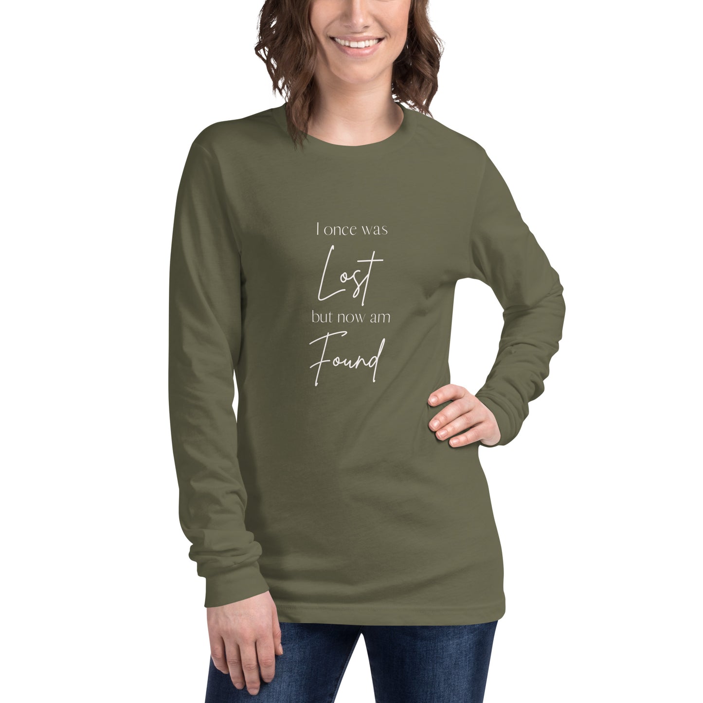 "I once was lost but now am found" Unisex Long Sleeve Tee